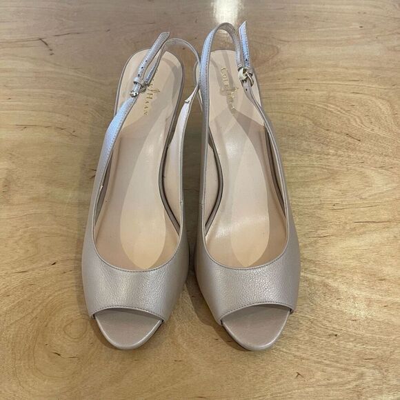 Cole Haan Womens Leather Peep Toe Maya Slingback Heel Pumps Nude Size 9B NWOT - Picture 2 of 7